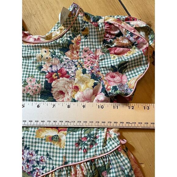 Vintage Rare Editions Girls Dress Floral Green. Pink Trim. USA! Size 6 - Picture 6 of 7